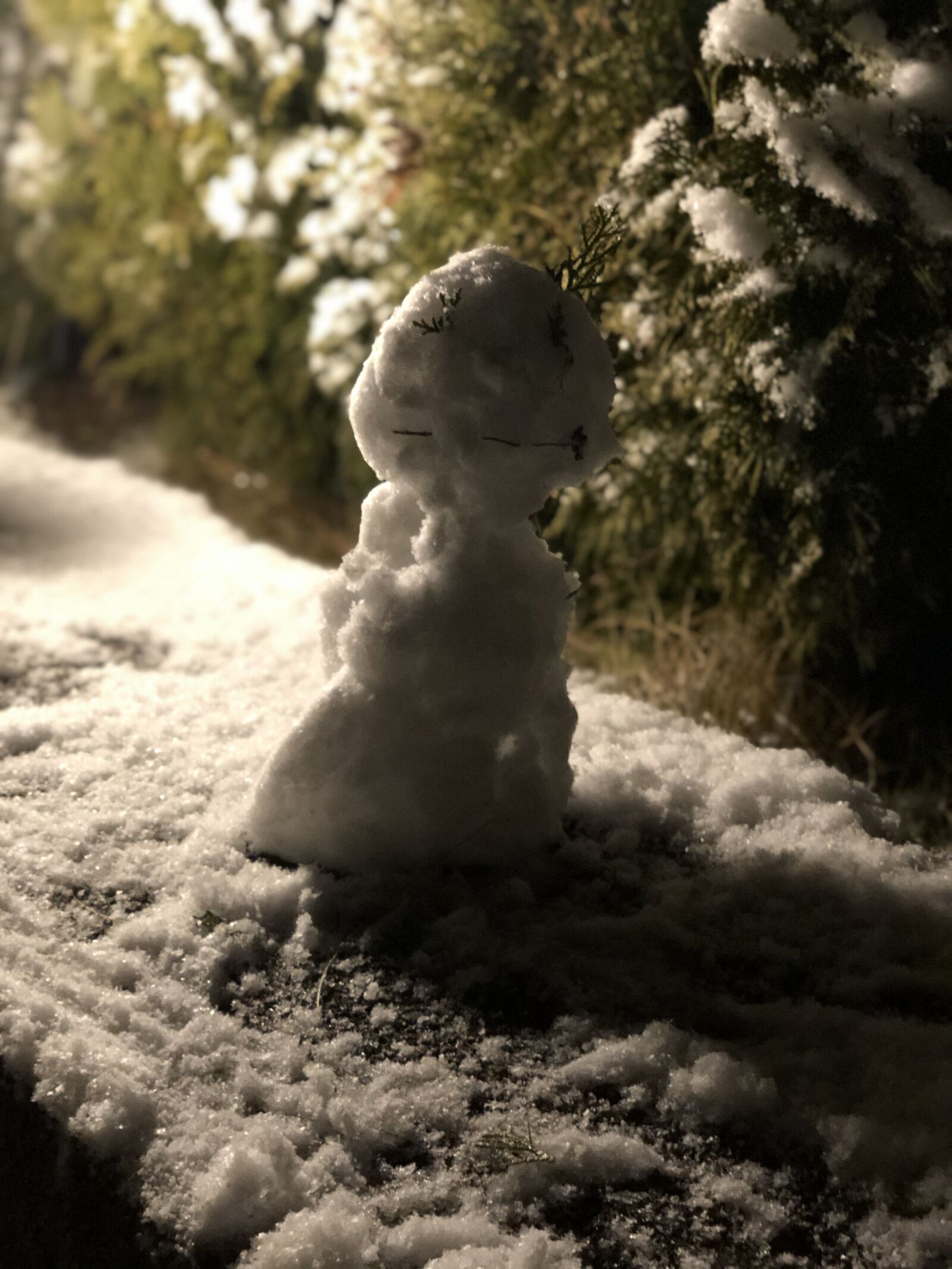 iPhone X back dual camera 6mm f/2.4 sample photo. Snowman, winter, snow photography