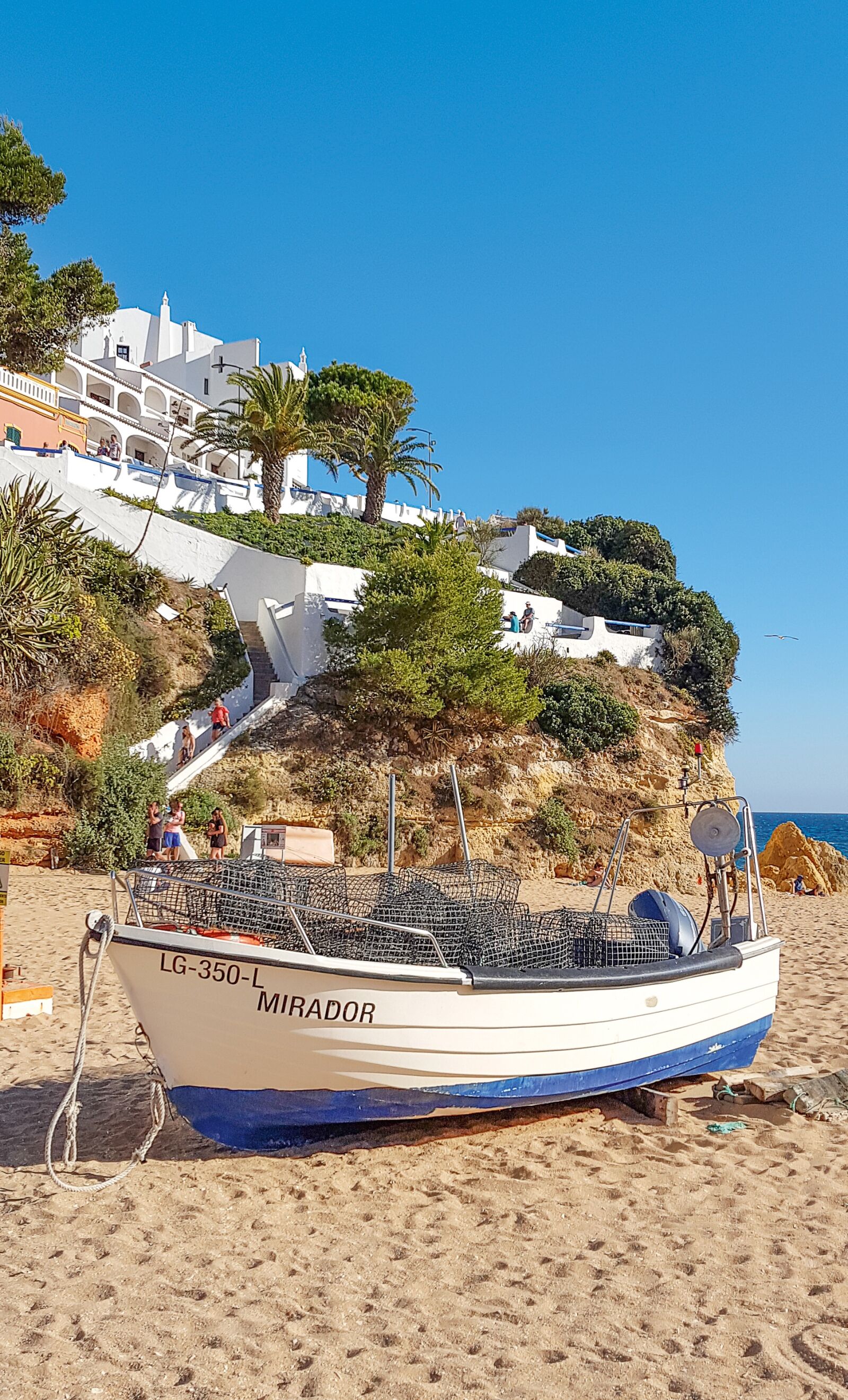 Samsung Galaxy S8 sample photo. Carvoeiro, beach, fishing boat photography