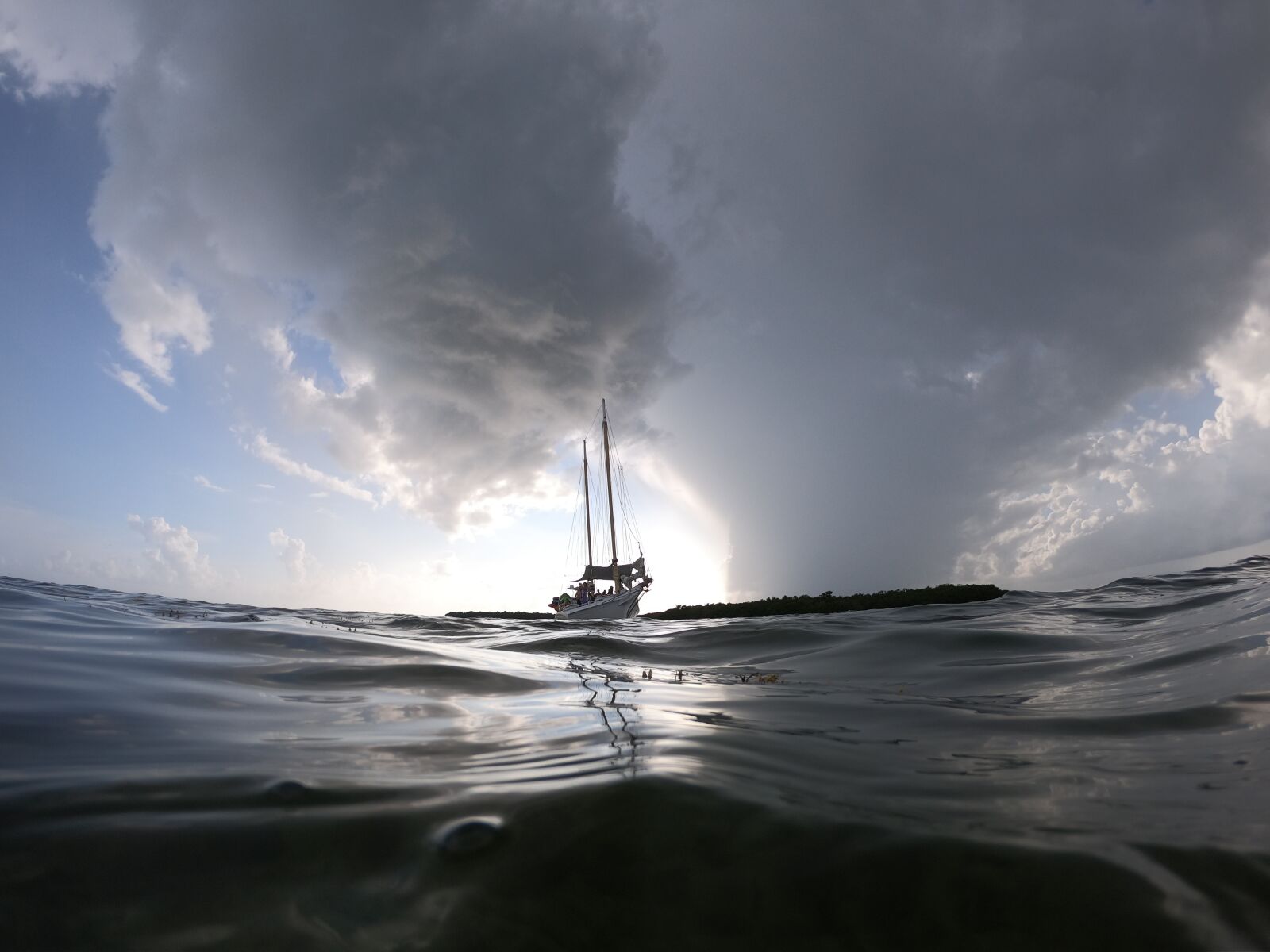 GoPro Hero7 Black sample photo. Boat, ocean, cloud photography