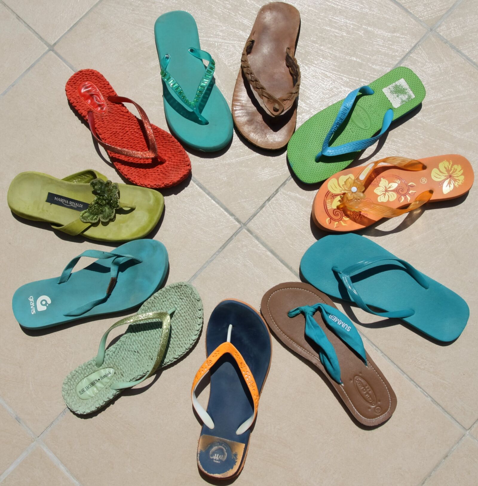 Canon EOS 50D sample photo. Flip flops, multi colored photography