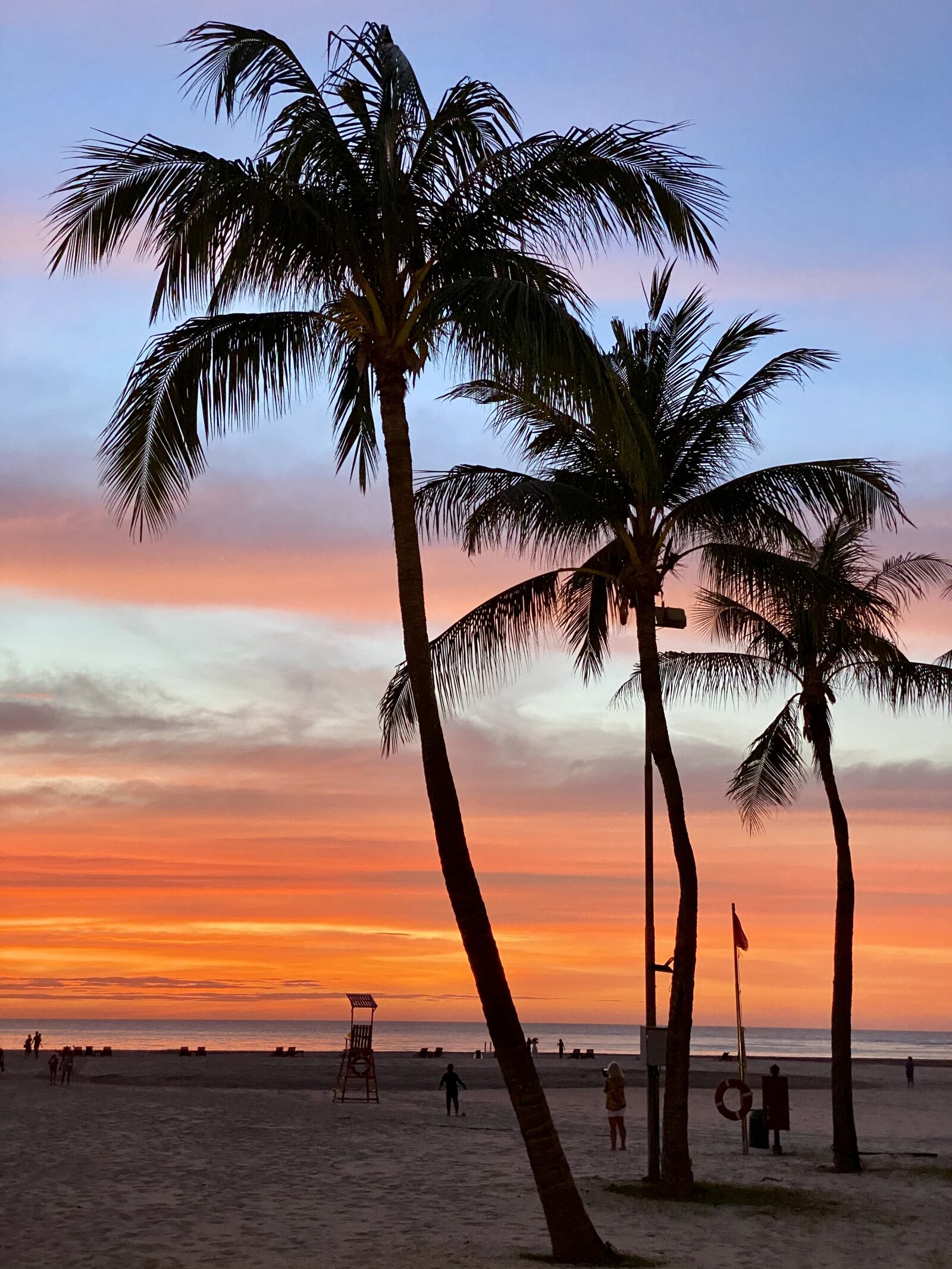 iPhone 11 Pro back triple camera 6mm f/2 sample photo. Sunset, palm trees, beach photography