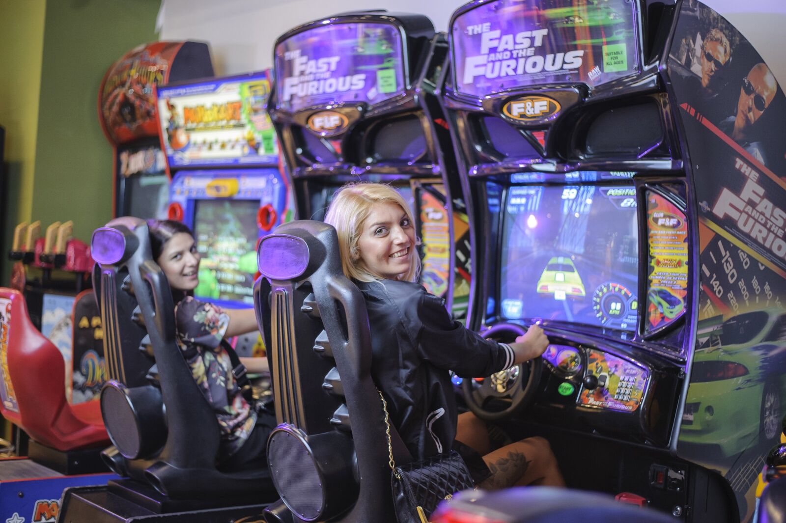 Nikon D700 sample photo. Girls playing, car, game photography