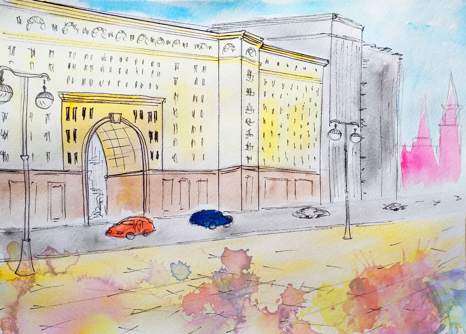 Samsung Galaxy J4+ sample photo. Moscow, figure, watercolor photography