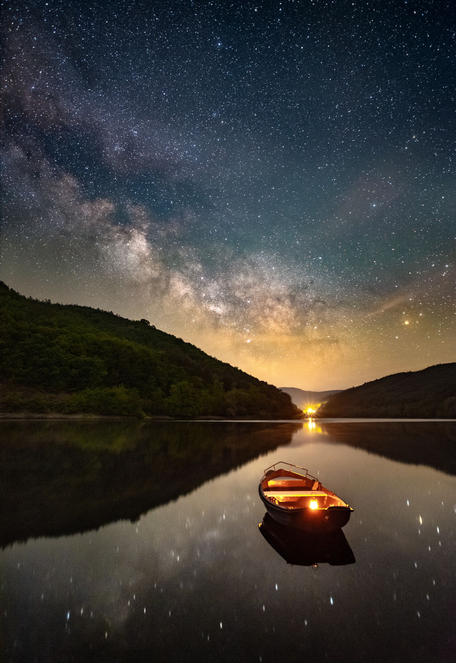 Nikon D750 sample photo. Night, lake, boat photography