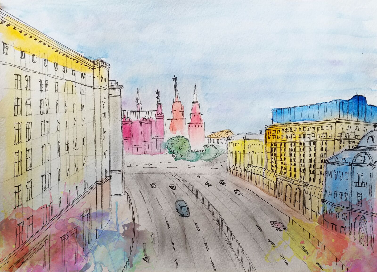 Samsung Galaxy J4+ sample photo. Moscow, figure, watercolor photography
