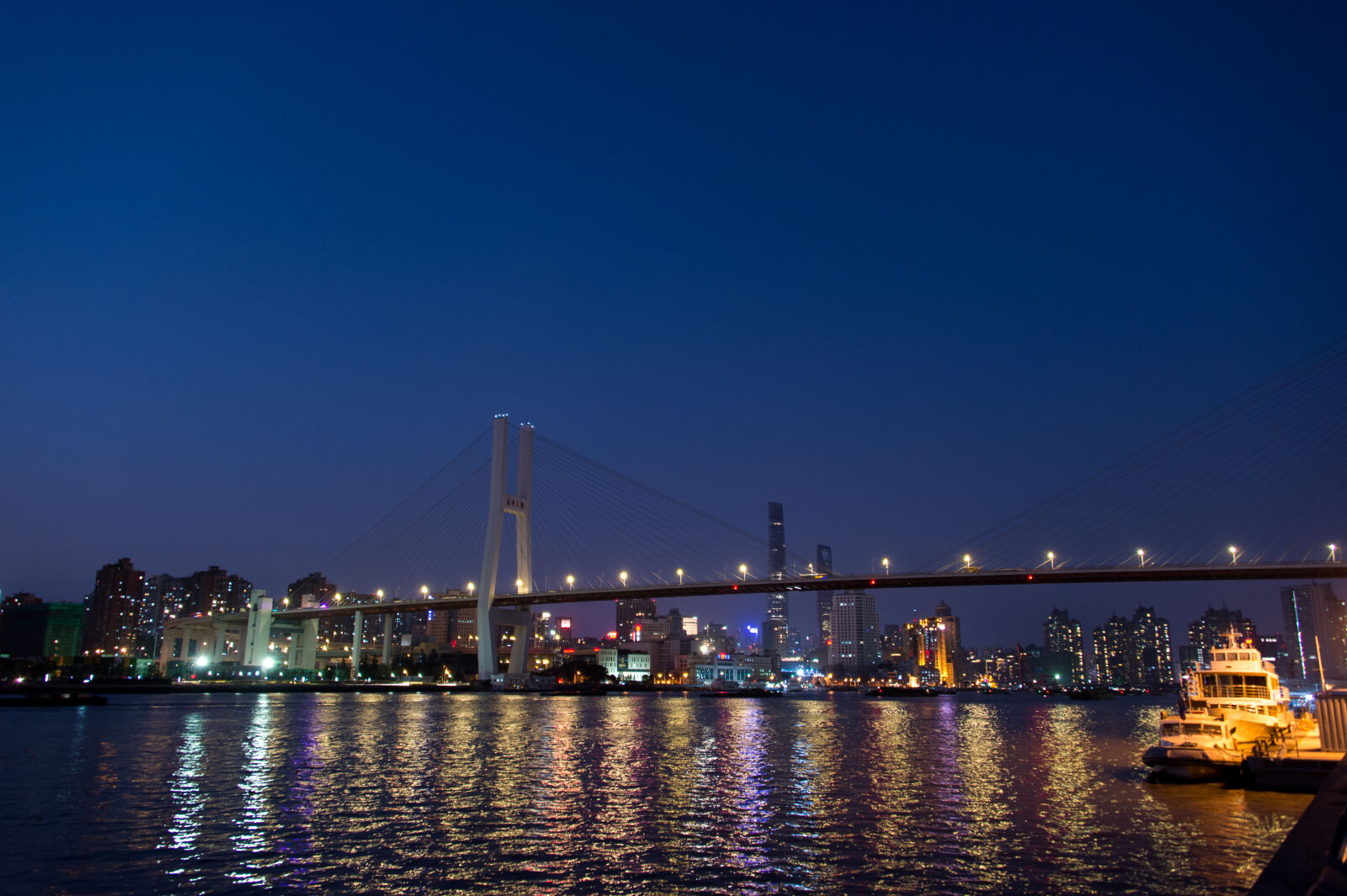 Nikon Df sample photo. City, night, blue, bridge photography