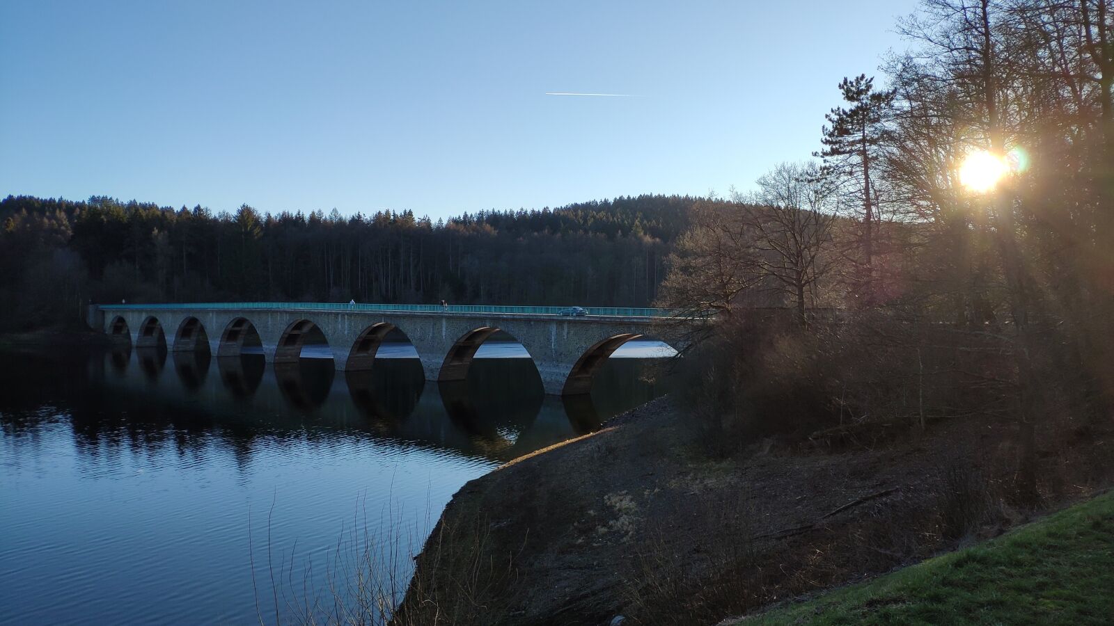 Xiaomi MI 8 sample photo. Versetalsperre lake, lake, bridge photography