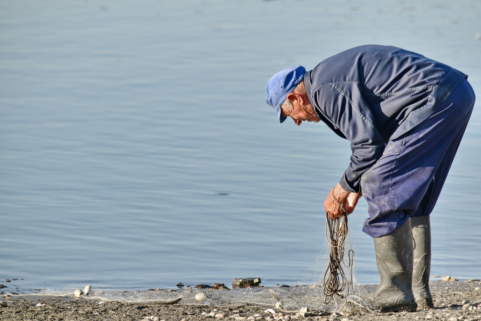 Nikon D5500 sample photo. Elderly, fisherman, man, netting photography
