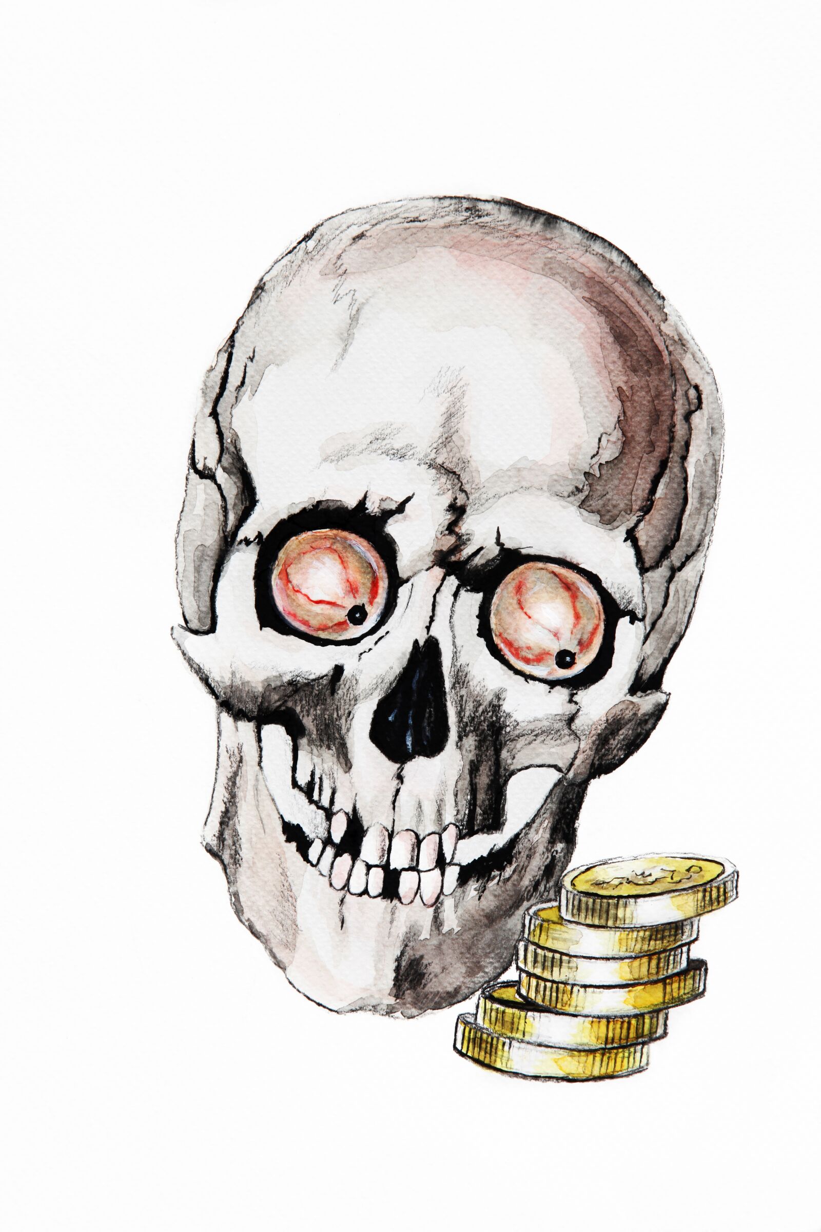 Canon EOS 5D Mark II sample photo. Skull, greed, money photography