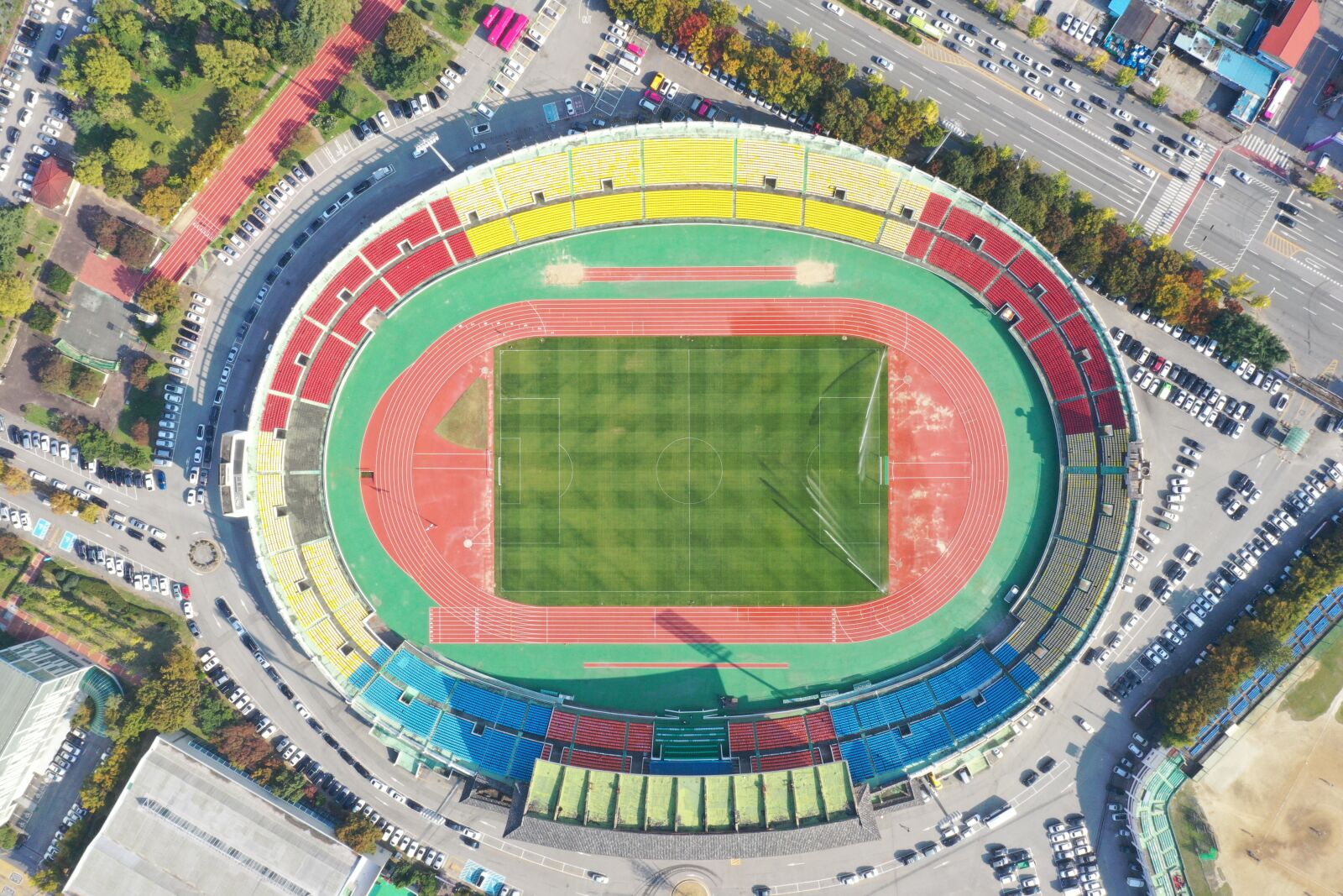 Hasselblad L1D-20c sample photo. Soccer, stadium, aerial view photography
