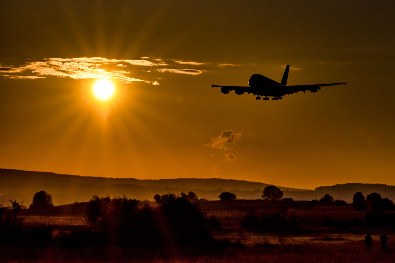 Nikon D750 sample photo. A380, aircraft, sunset photography
