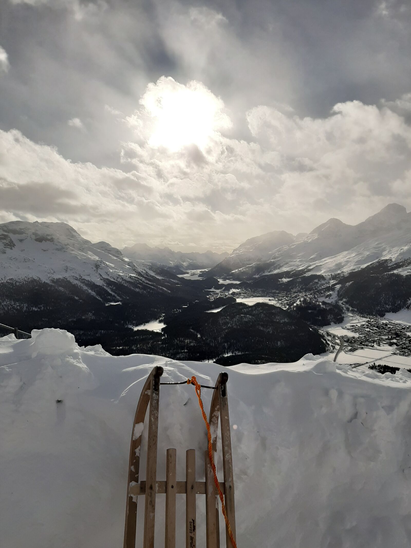 Samsung Galaxy A50 sample photo. Samedan, snow, sled photography
