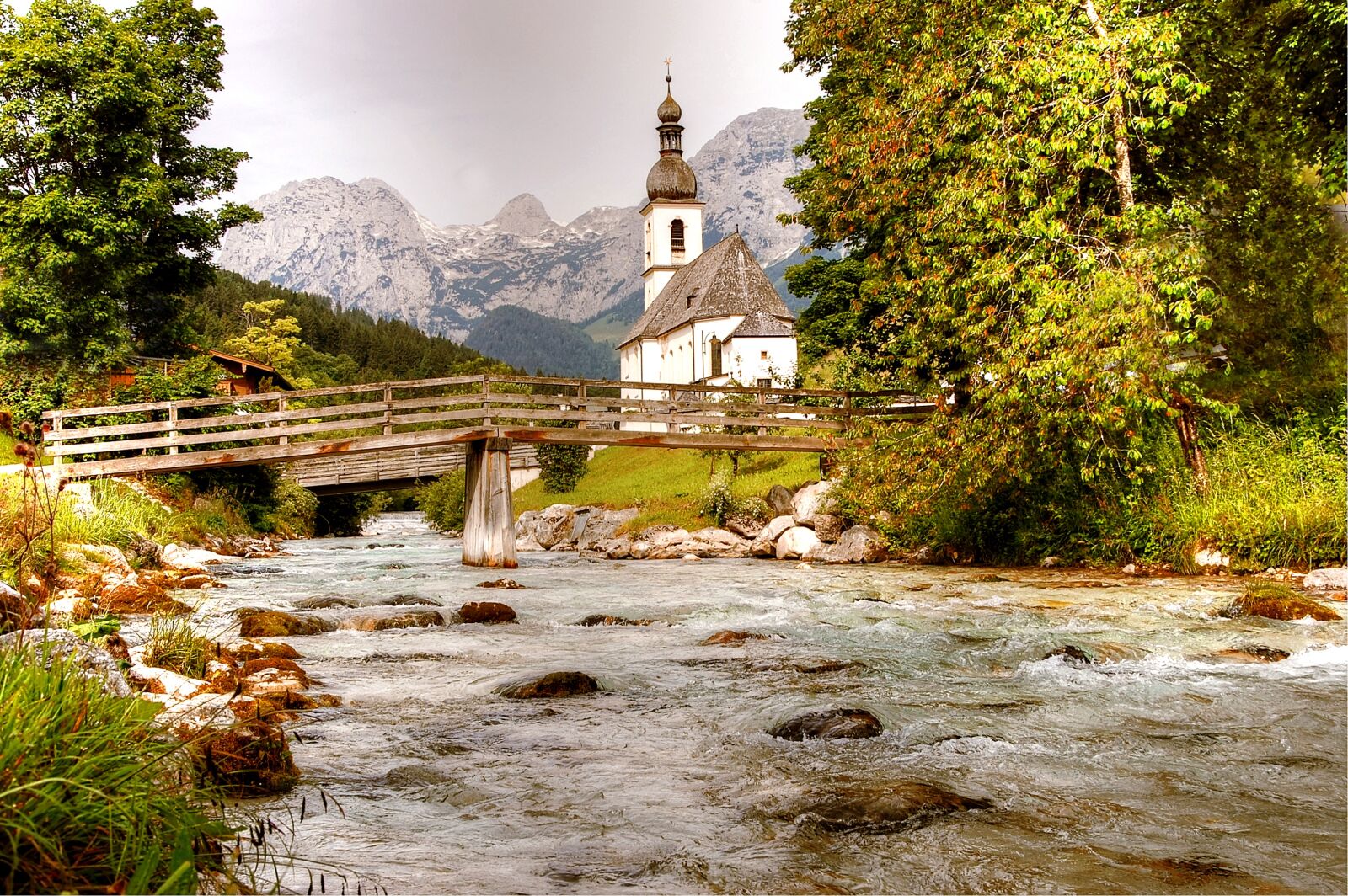 Nikon D40 sample photo. Ramsau, church, mountains photography