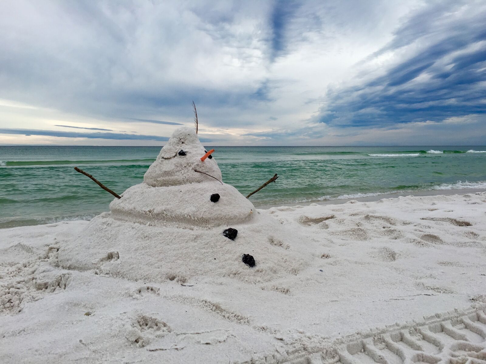 Apple iPhone 6s sample photo. Snowman on beach, sand photography
