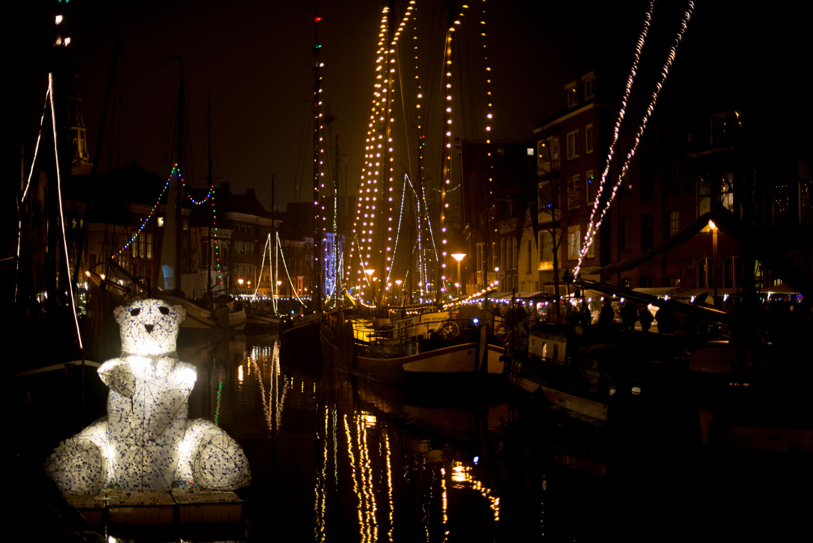 Nikon D600 + Nikon AF-S Nikkor 50mm F1.4G sample photo. Bear, boat, floating, lights photography