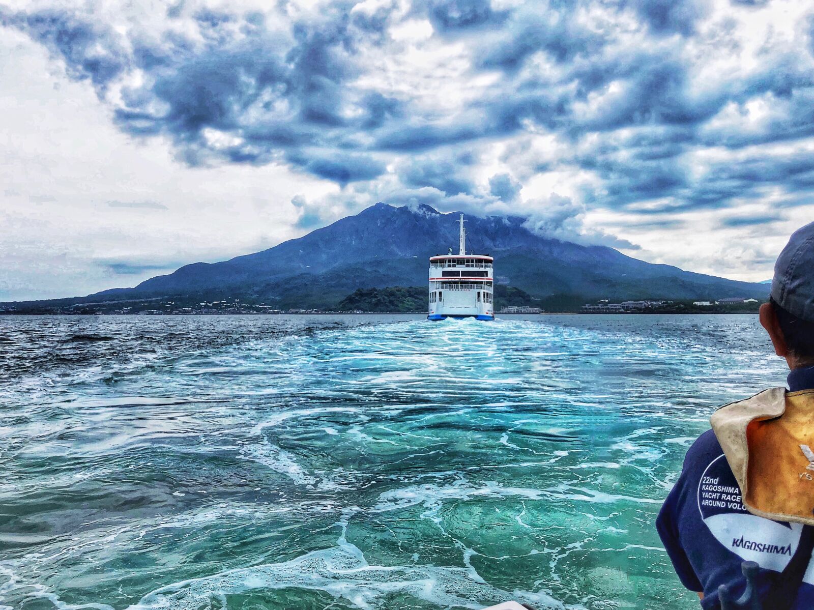 Apple iPhone 8 sample photo. Volcano, ferry, boat photography