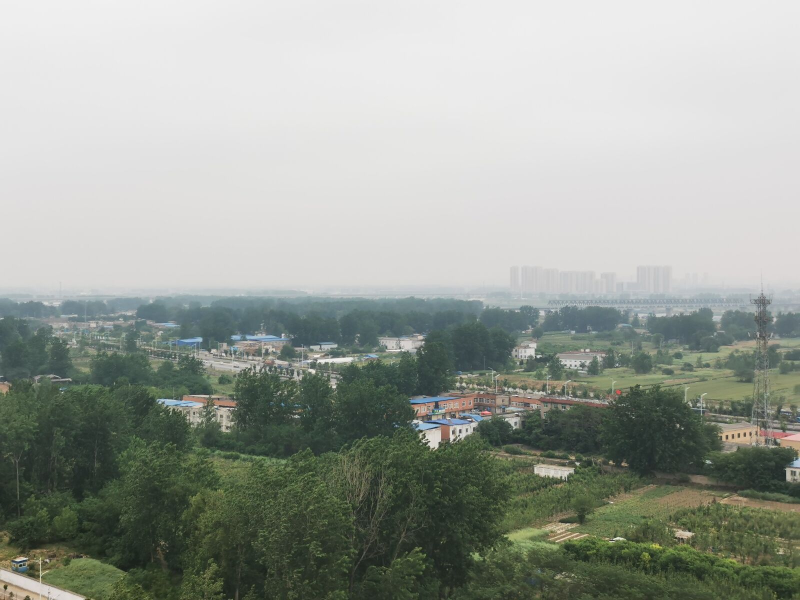 HUAWEI P30 sample photo. Overlooking the, village, trees photography