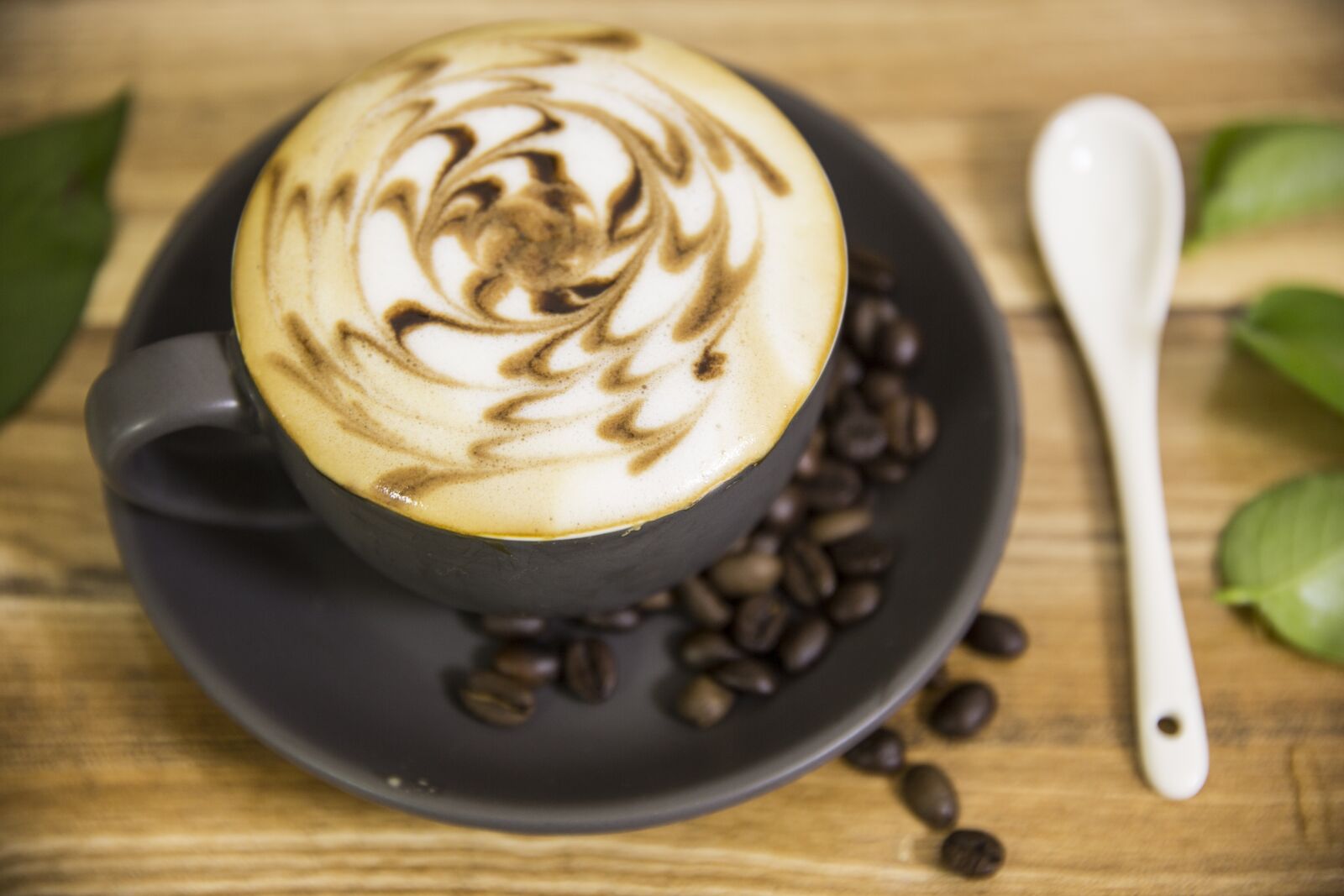 Canon EOS 5D Mark III sample photo. Cappuccino, art, coffee beans photography