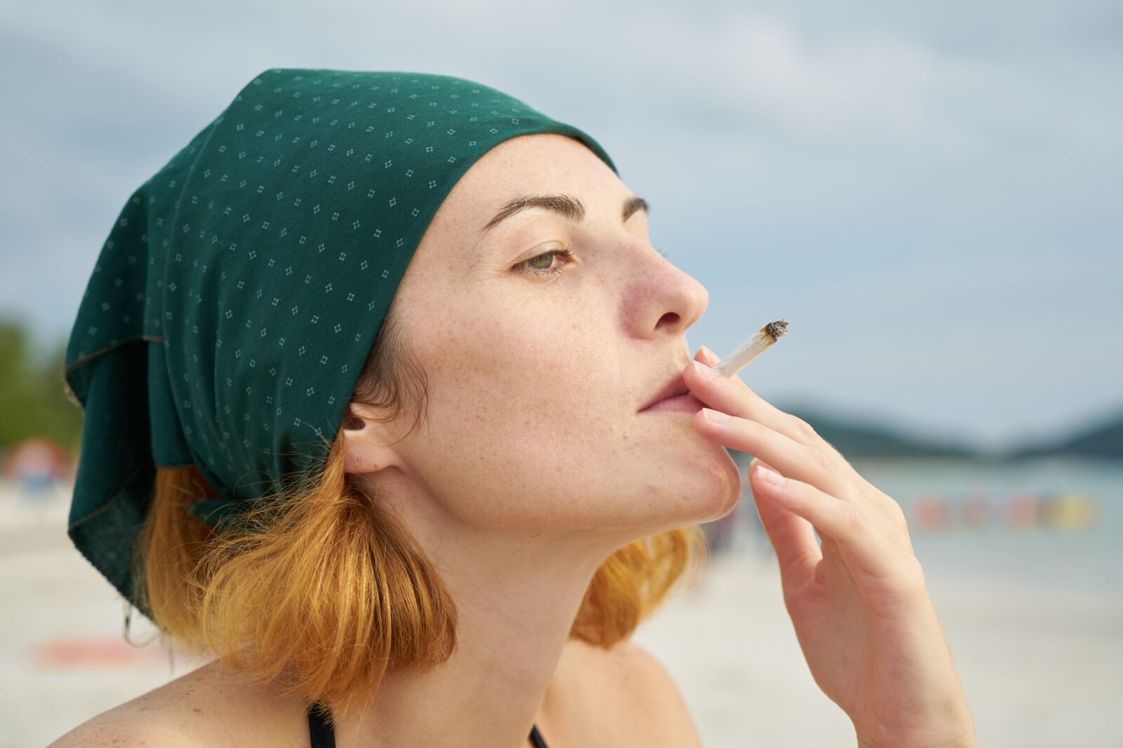 Sony a7R II sample photo. Woman, bandana, cigarette photography