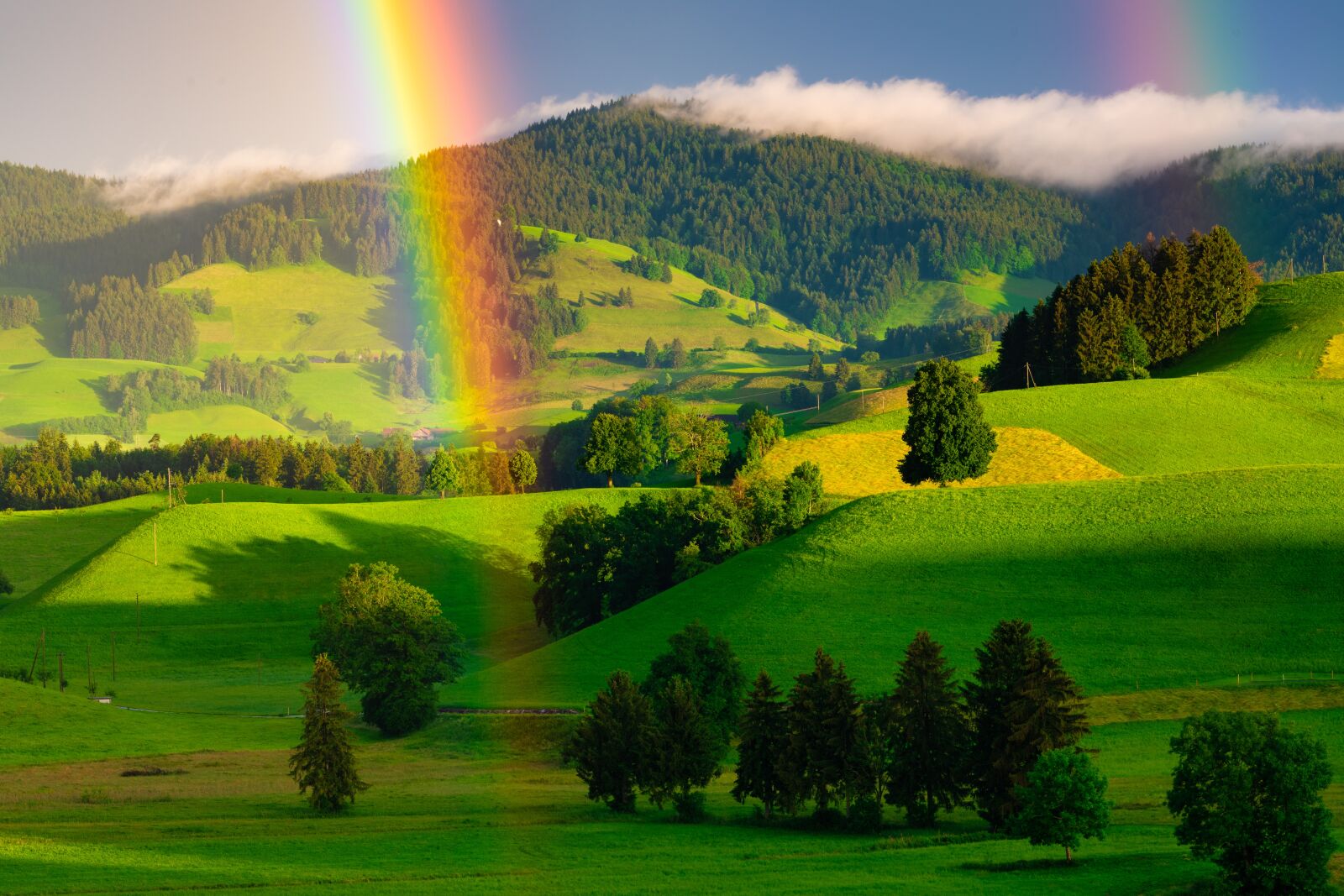 Nikon Z7 sample photo. Rainbow, hills, rain photography