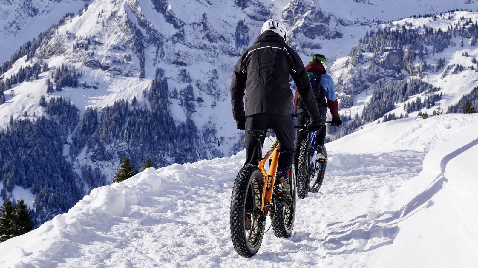 Sony DT 55-300mm F4.5-5.6 SAM sample photo. Snow, fatbikes, mountain bikes photography