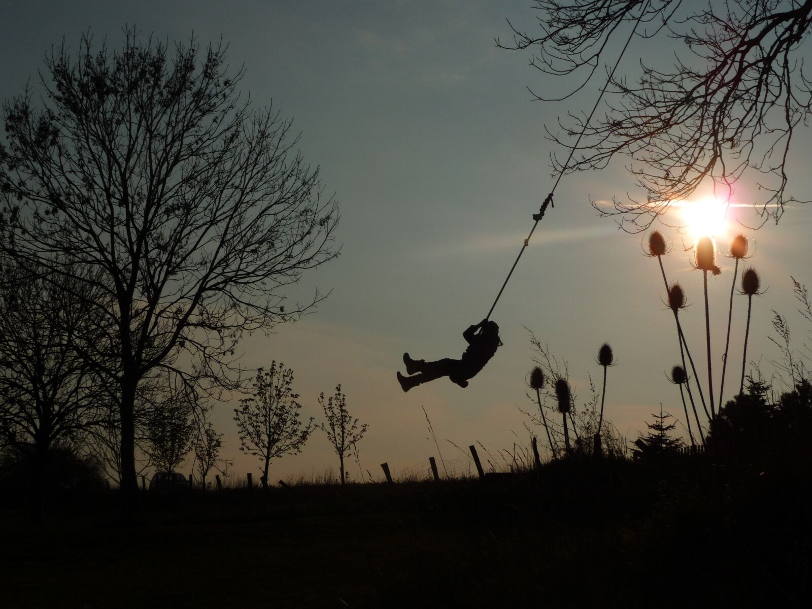 Panasonic Lumix DMC-TZ5 sample photo. Child, swing, silhouette photography