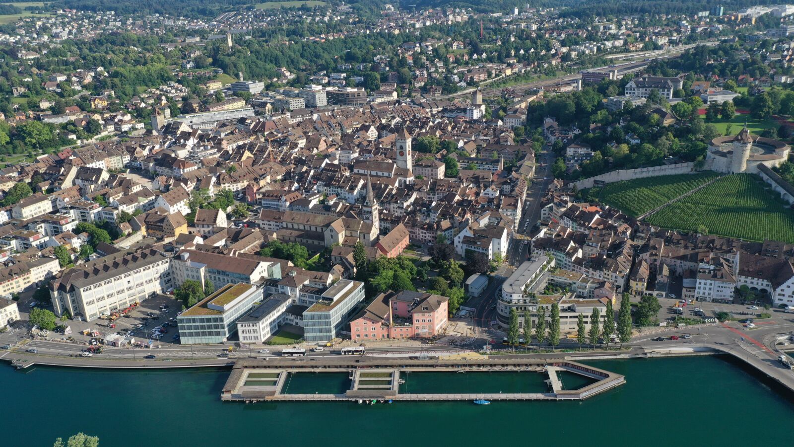 Hasselblad L1D-20c sample photo. Schaffhausen, arial view, rhein photography