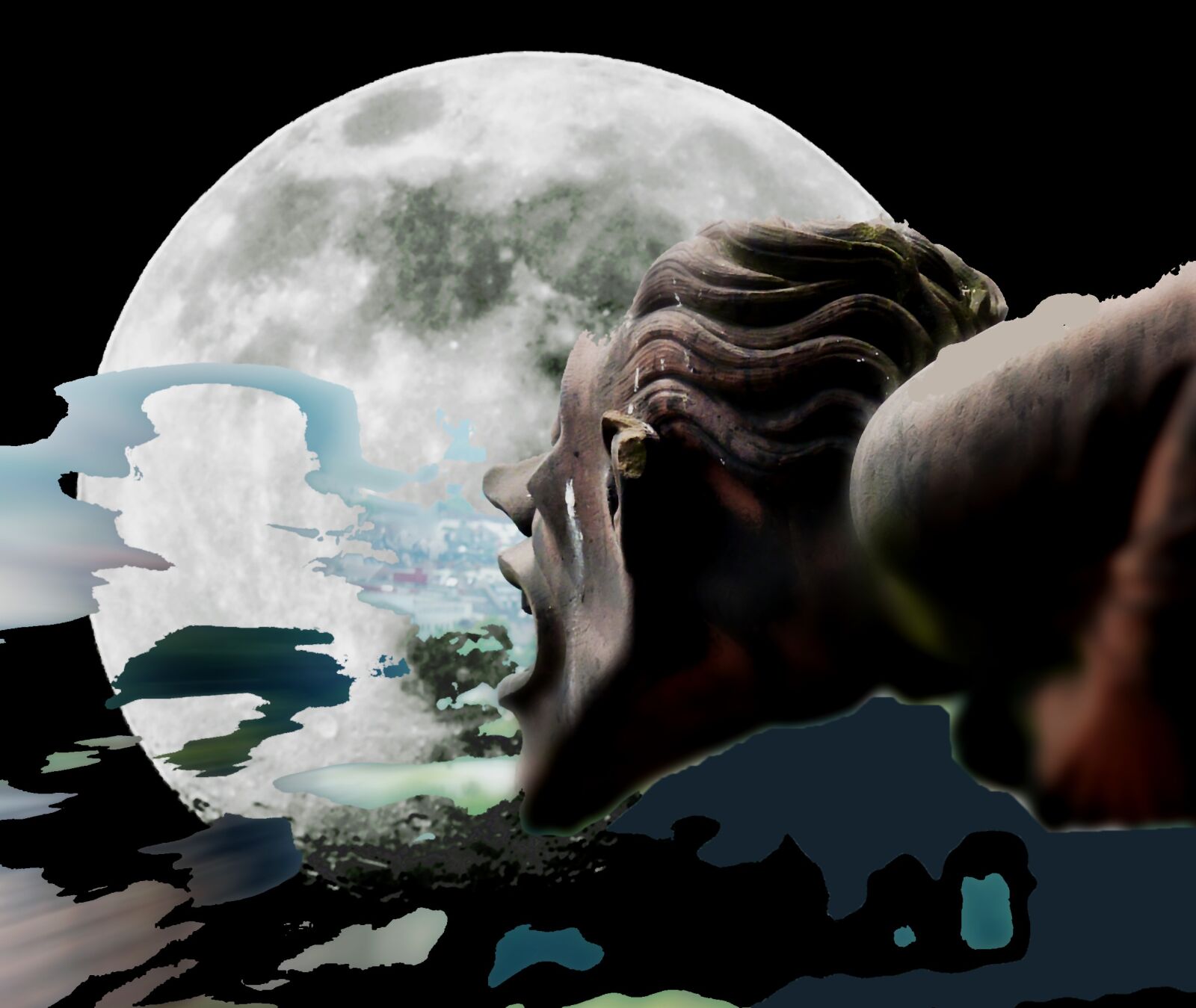 Panasonic DMC-TZ7 sample photo. Full moon, gargoyle, sand photography