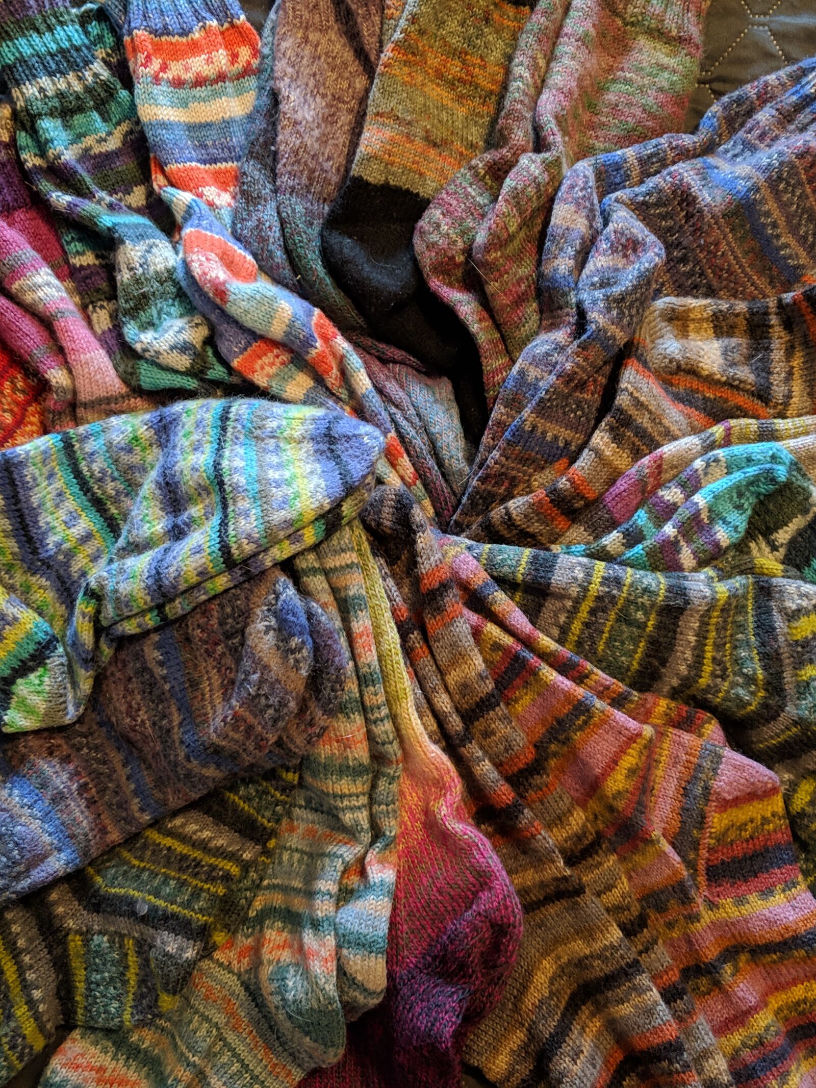 Google Pixel 3 sample photo. Socks, knitting, hand knit photography