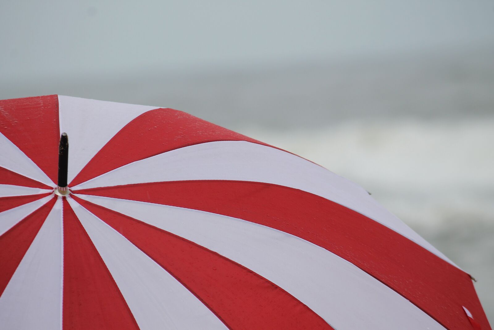 Canon EF-S 55-250mm F4-5.6 IS II sample photo. Umbrella, rain, beach photography