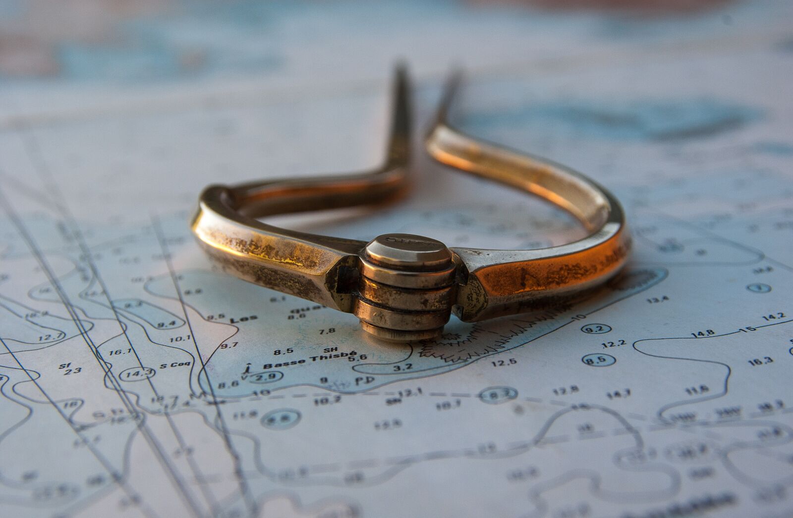Pentax K10D sample photo. Marine map, compass, navigation photography