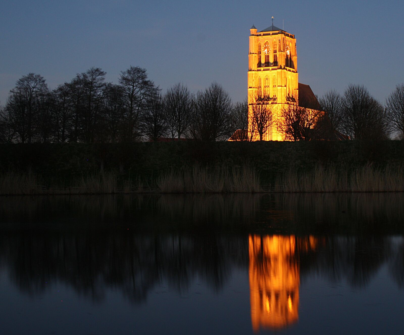 Canon EOS 450D (EOS Rebel XSi / EOS Kiss X2) sample photo. Brielle, church tower, night photography