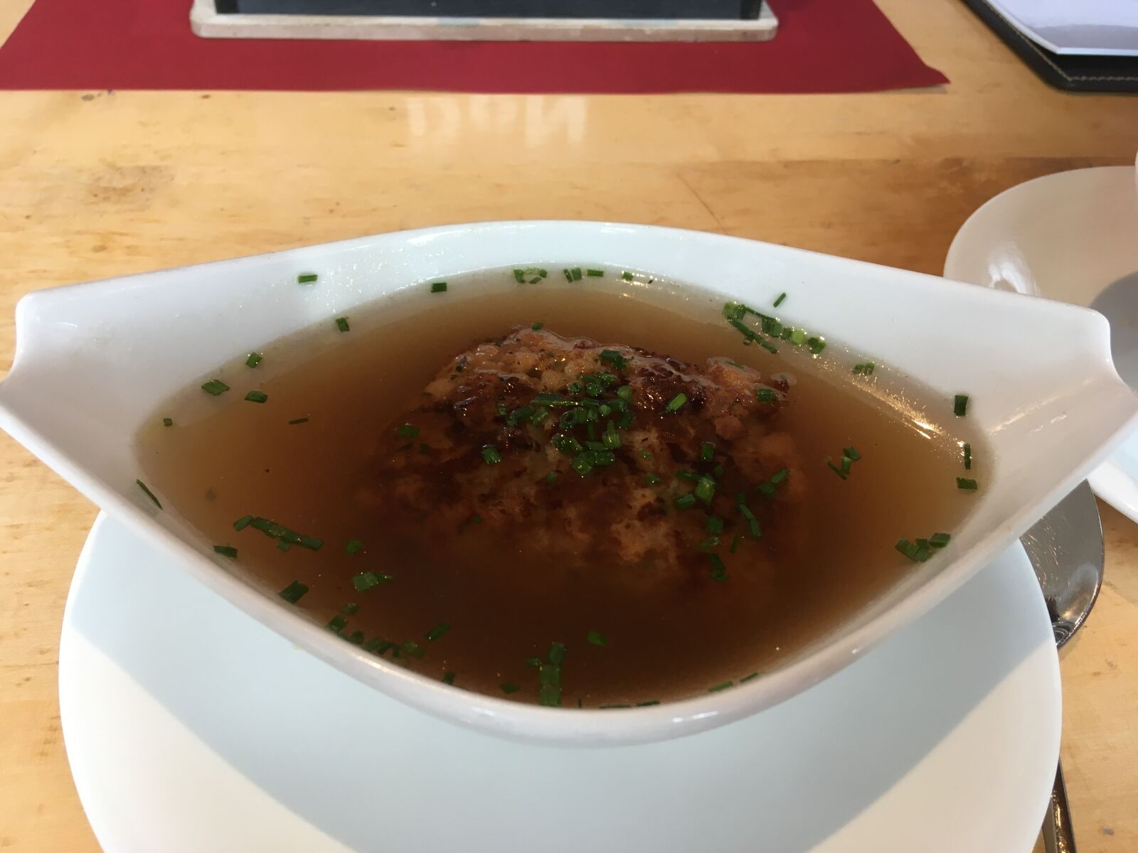 iPhone SE back camera 4.15mm f/2.2 sample photo. Cheese, dumpling, soup photography