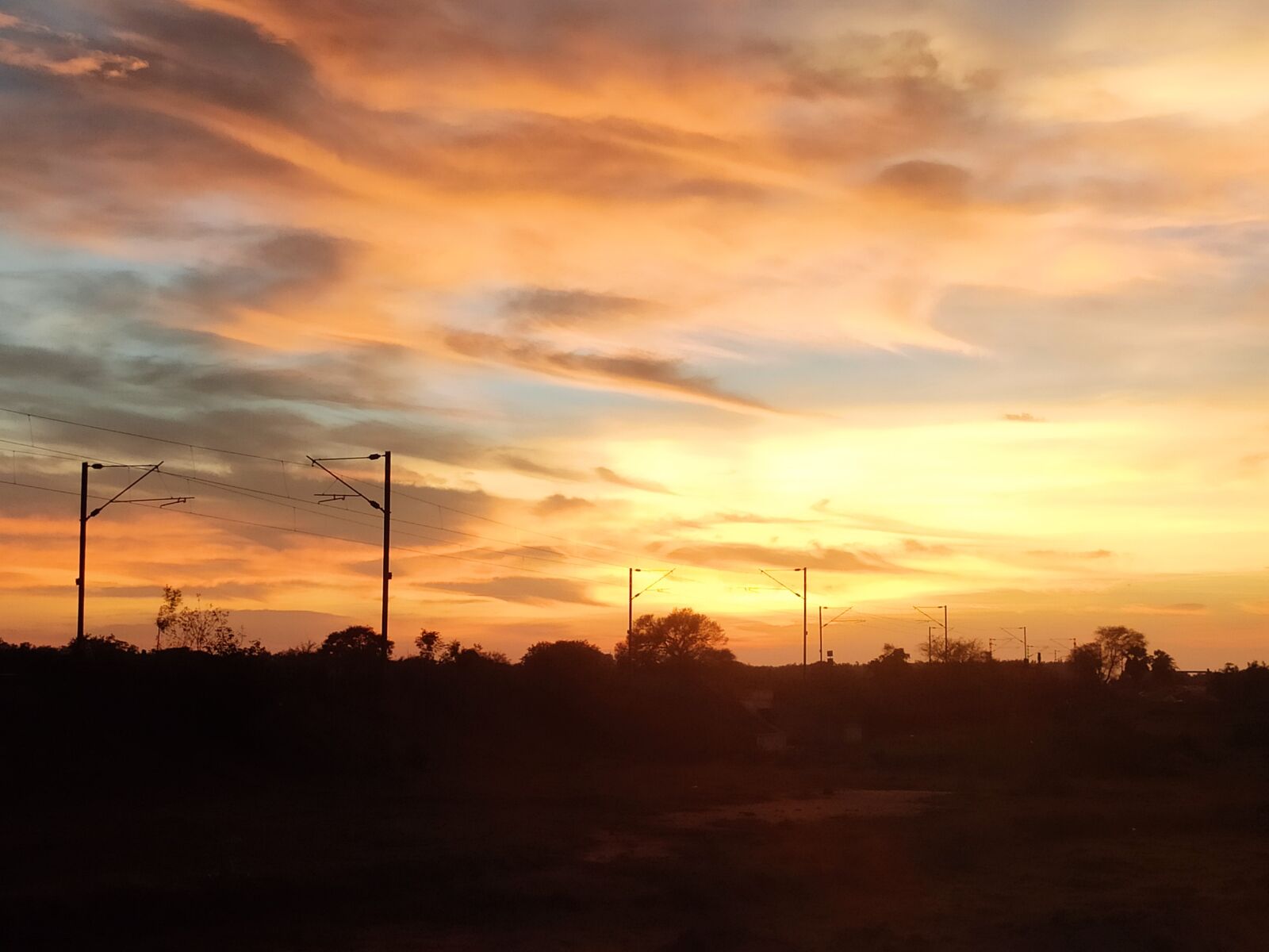 Xiaomi Redmi Note 7 Pro sample photo. Sunset, with rail line photography