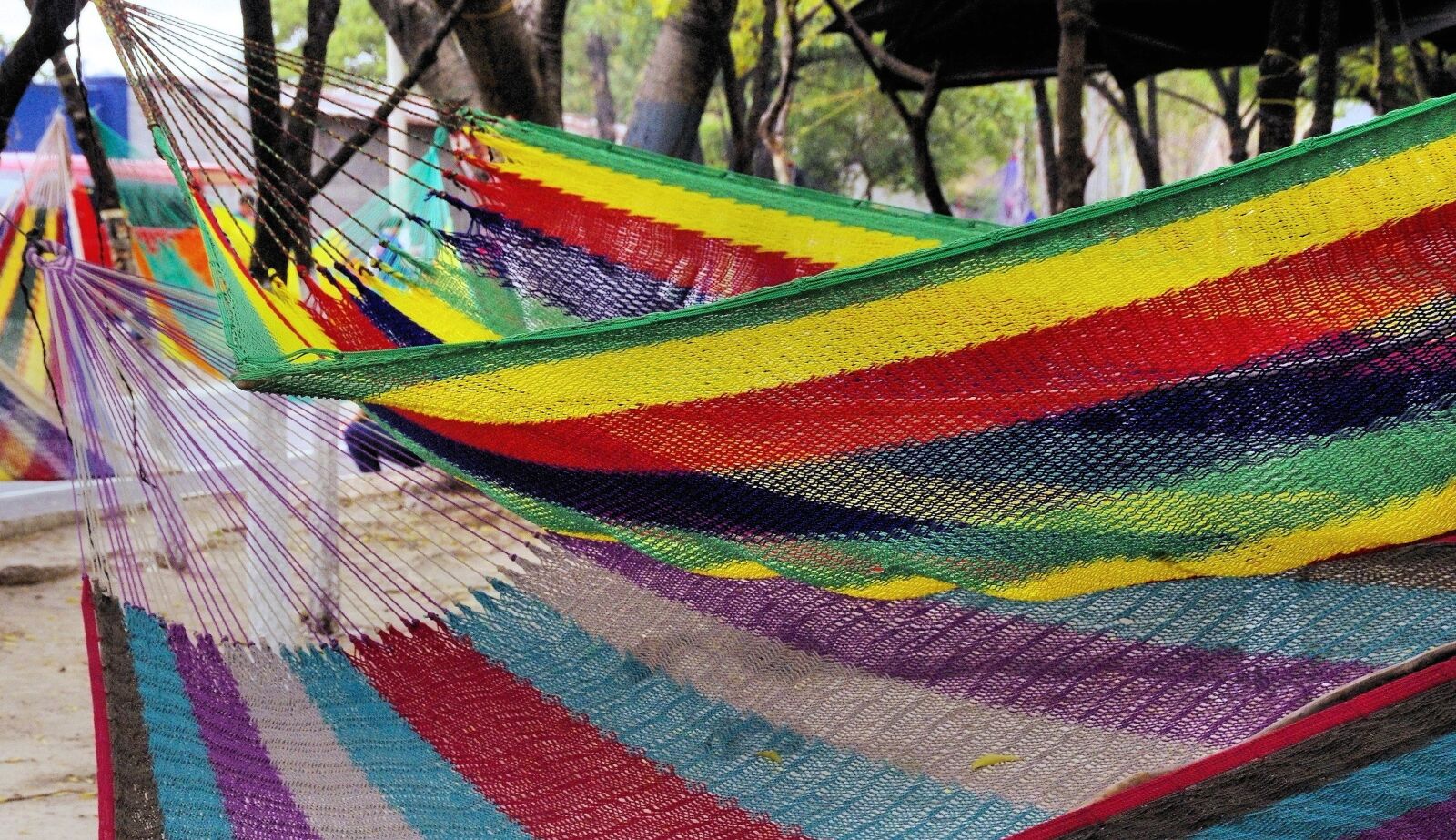 Pentax K200D sample photo. Guatemala, hammocks, colors photography