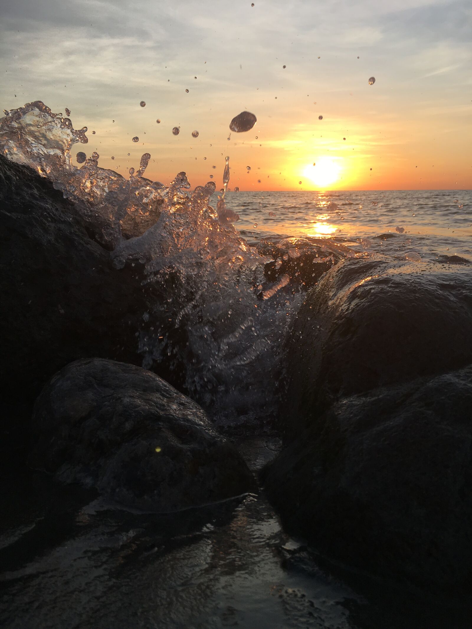 Apple iPhone 6s sample photo. Sunset, splash, beach photography