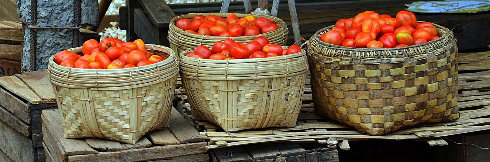 Nikon D5100 sample photo. Basket, tomatoes, market photography
