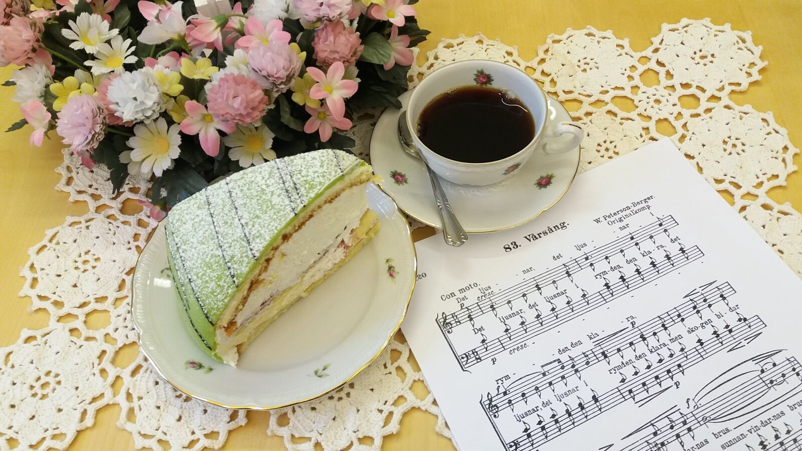 Samsung Galaxy J5(2016) sample photo. Flowers, coffee, cake photography