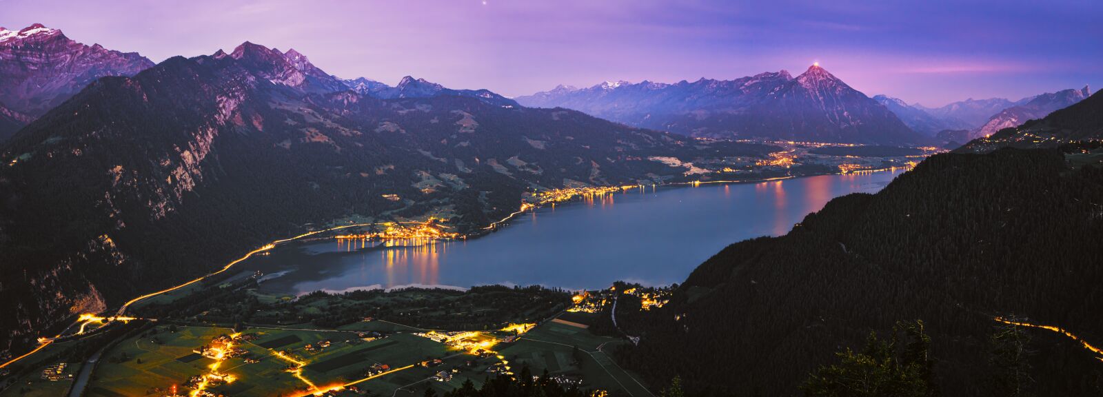 Sigma 30mm F2.8 EX DN sample photo. Lake thun, night, lights photography