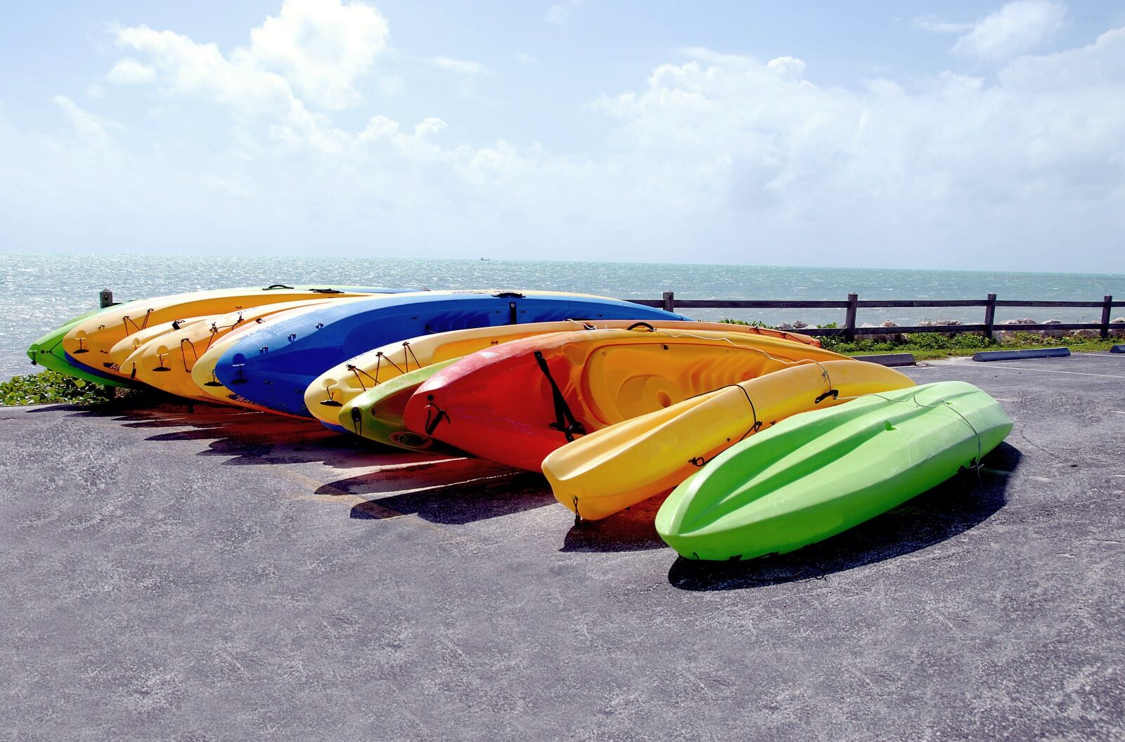 Nikon D200 sample photo. Kayaks, for rent, colorful photography