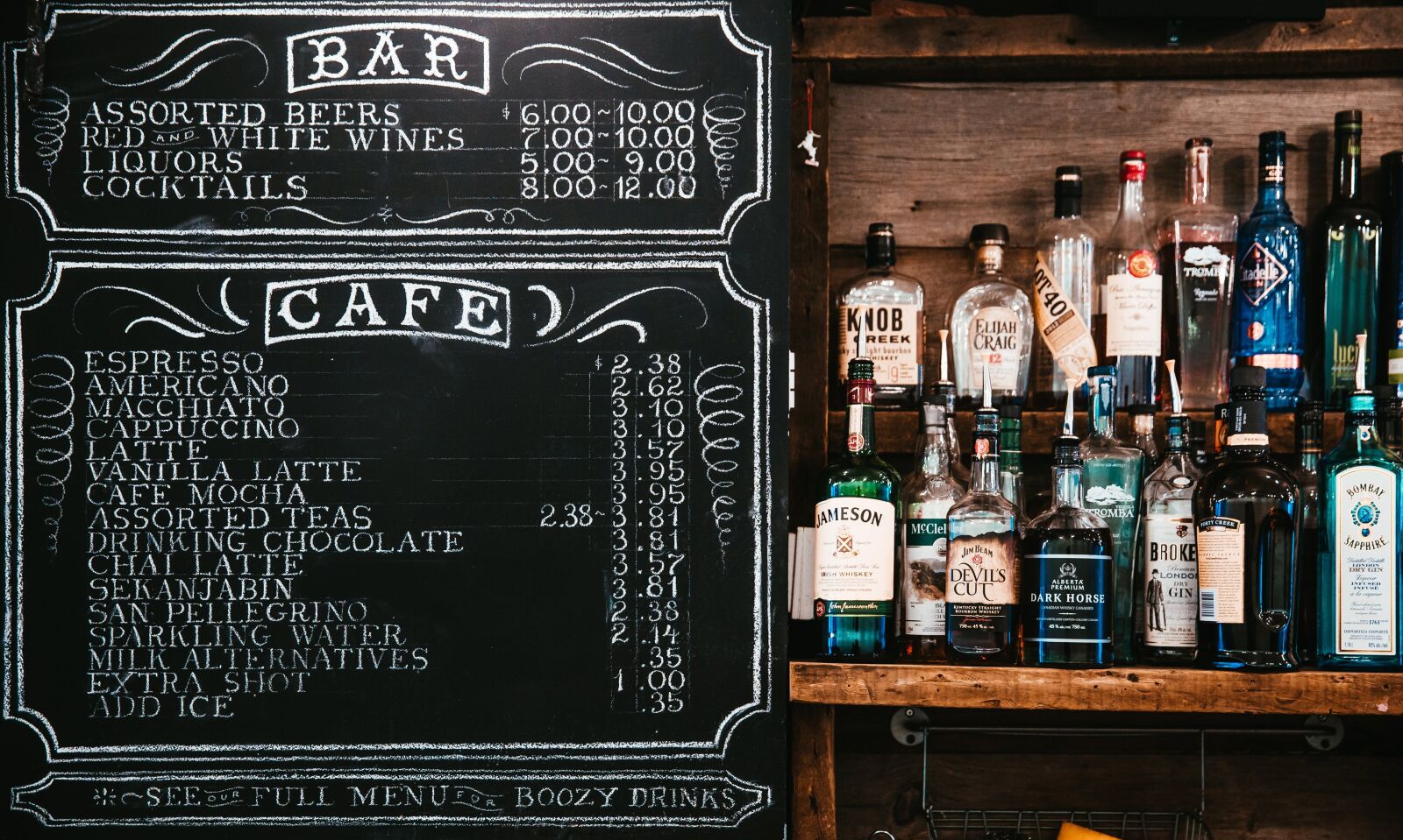 Canon EF 24-70mm F2.8L II USM sample photo. Chalkboard, menu, alcoholic photography