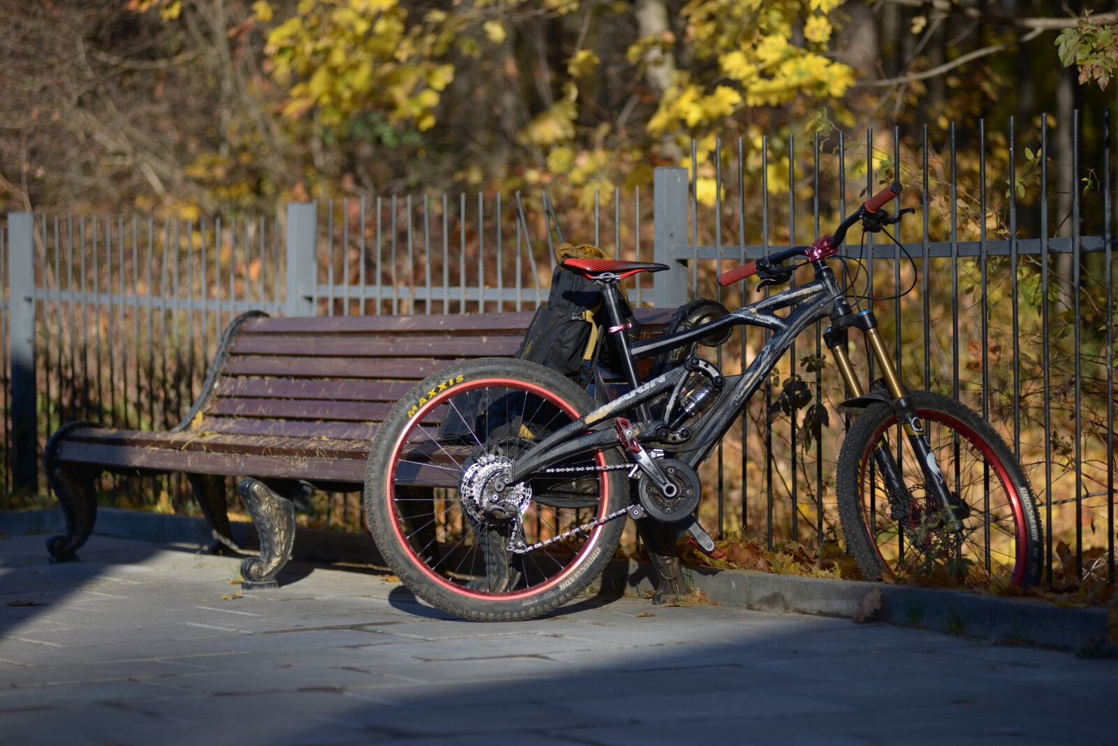 Nikon D800 sample photo. Bike, park, autumn photography