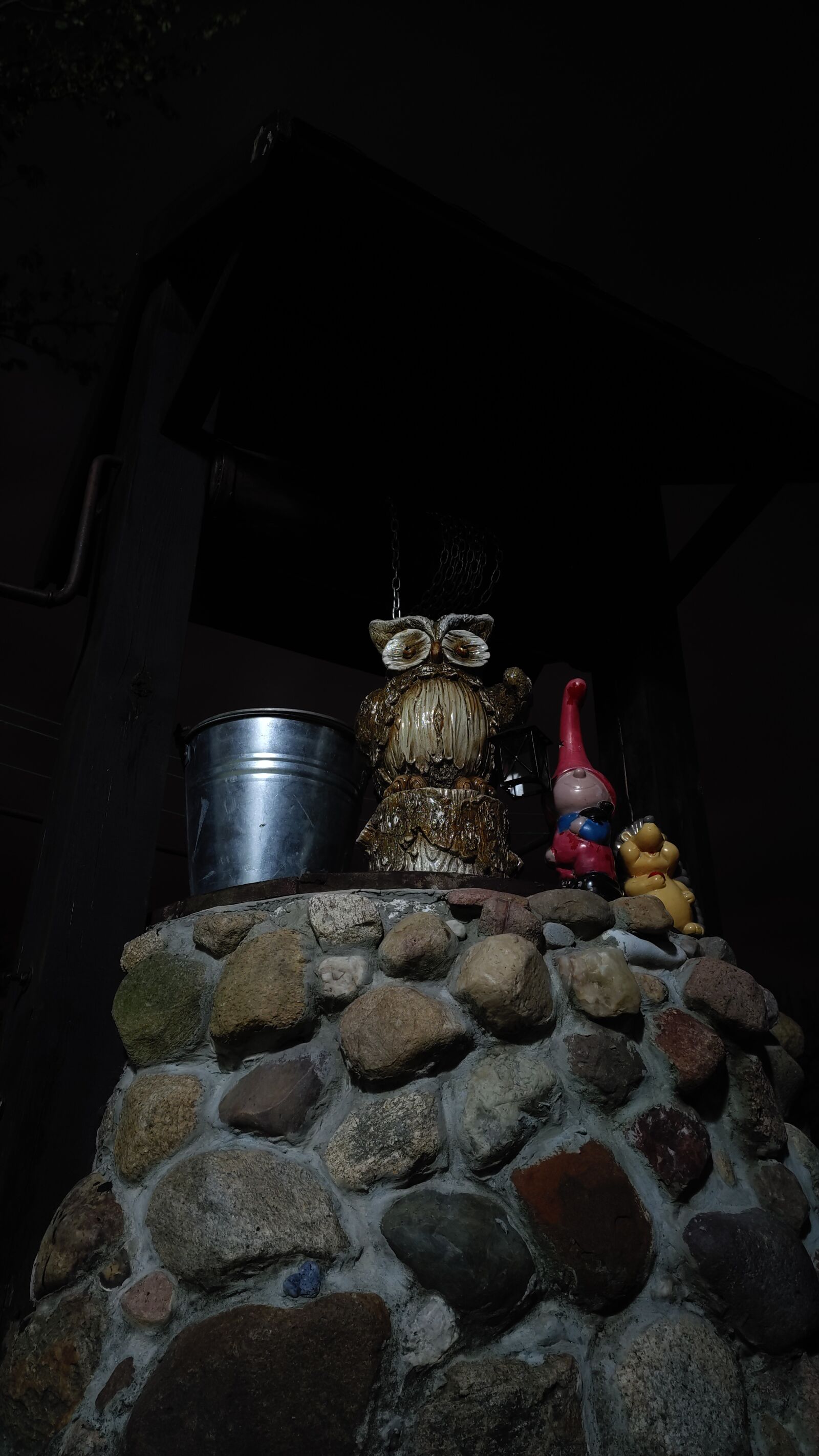 Xiaomi Mi 9T sample photo. Night, garden, figurines photography