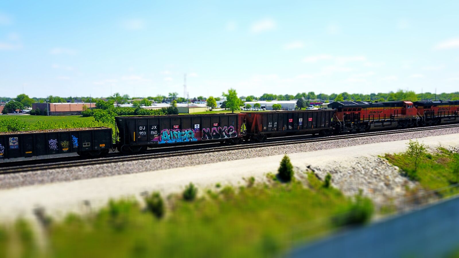 DJI FC220 sample photo. Graffiti, train photography