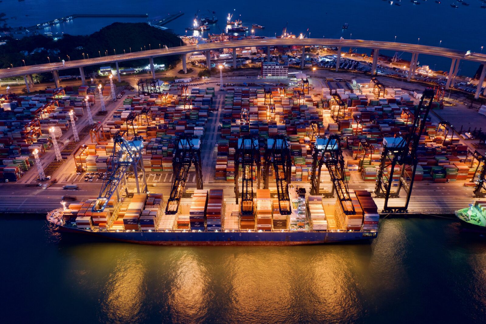 Hasselblad L1D-20c sample photo. Container terminal, container ship photography