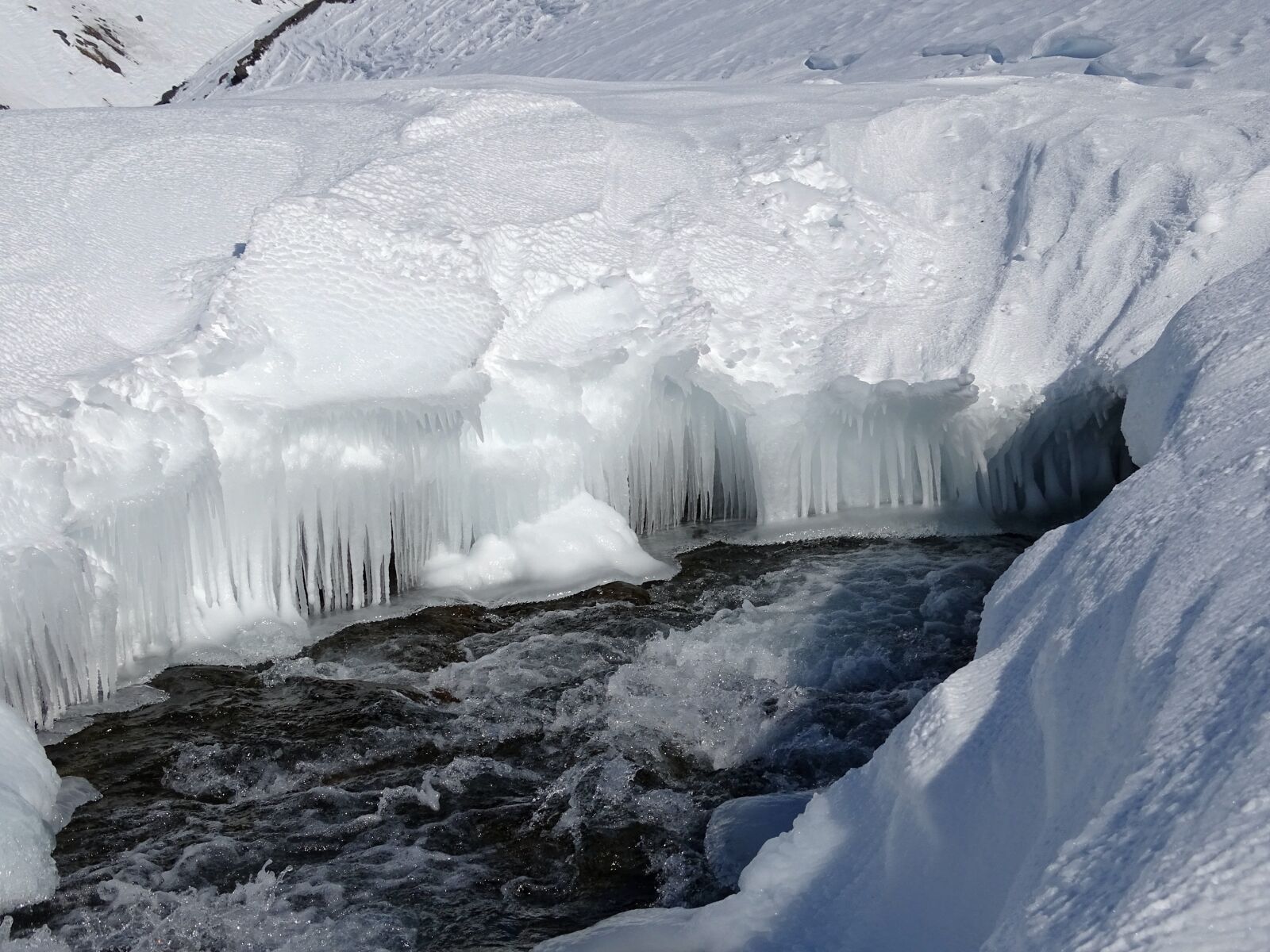 Sony DSC-HX400 sample photo. Mountain river, gully, polynya photography