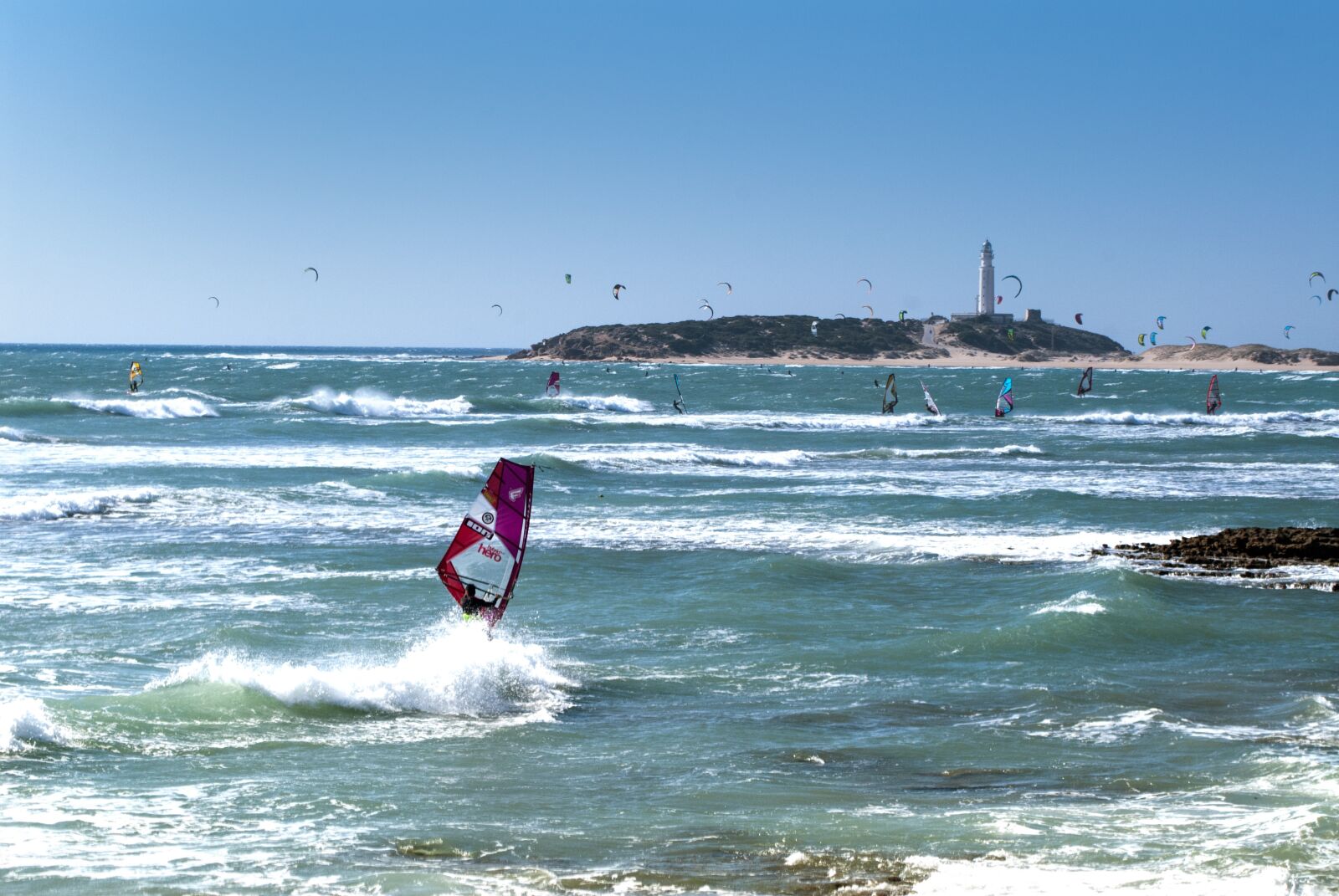 Nikon D200 sample photo. Beach and windsurfing, sports photography