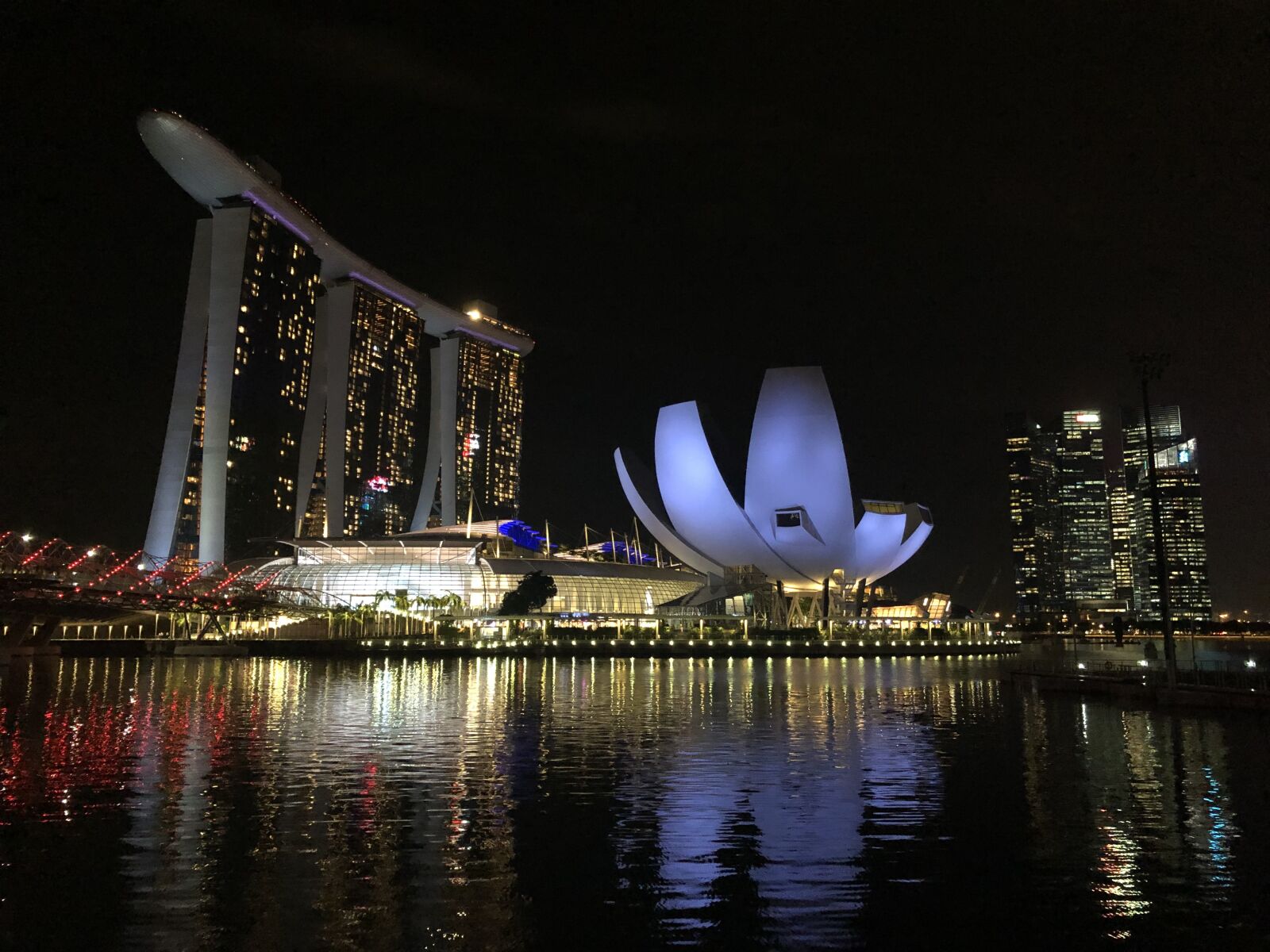 Apple iPhone 8 sample photo. Singapore, night, architecture photography