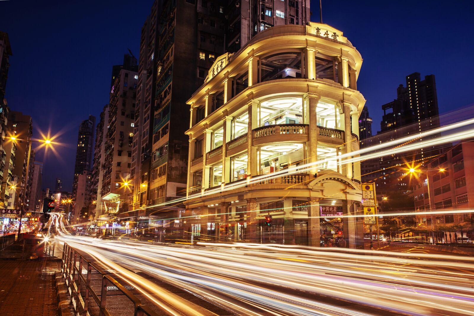 Canon EF 24-70mm F2.8L USM sample photo. Light trail, old buildings photography