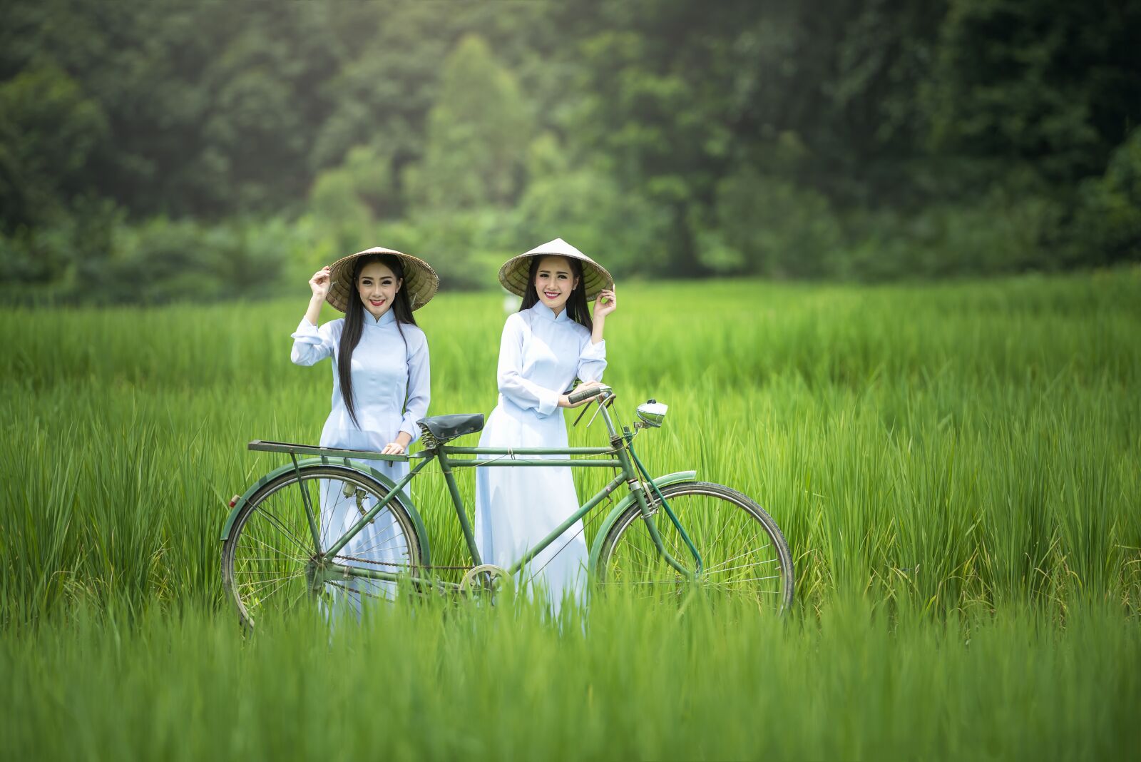 Nikon D810 sample photo. Bicycle, woman, green photography